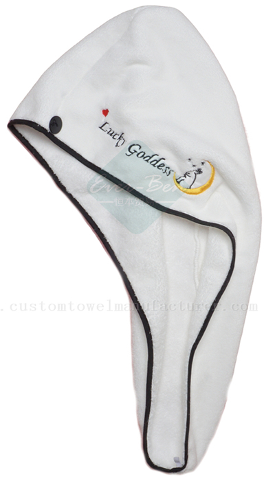 China White Hair Dry Turban Cap Towel supplier Bulk Custom Brand Blue Quick Dry Hair Towel Gift Wholesaler